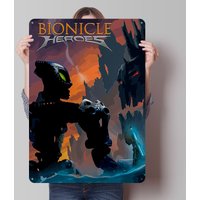 Bionicle Heroes Game Cover Art Poster Customized Vintage Metal Signs Wall Art Retro Tin Plaque for Mancave Home Decor Wand Deko