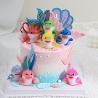 Underwater World Shark Decoration Baby Cake Turtle Whale Devil Fish Sea Grass Ocean Doll Display Tag Toy Festival Supplies