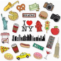 35PCS New York City Stickers Travel Lover DIY Adhesive Decal for Journal, Notebook, Calender, Laptop, Guitar, Card Making Gift