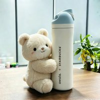 Starbucks Co branded Korean limited edition thermos cup, 25oz cherry blossom pattern straw cup,24oz Portable Water Cup