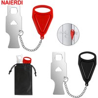 NAIERDI Portable Door Lock Safety Latch Metal Lock Anti Theft Security Lock Great for Travel Dormitory,Airbnb,Hotel,Home, Motel