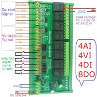 Carte d'extension RS485 Modbus RTU PLC IO 8DO-4DI-8AI 4DO-2DI-3AI 4-20MA 0-10V, collecteur de tension de courant analogique NPN/PNP DIO