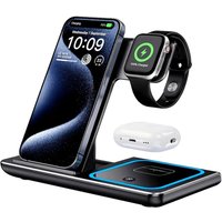 Wireless Charger Station For iPhone 17 16 15 14 13 12 Pro Max Plus Apple Watch 11 AirPods 4 with LED Light Fast Charging Holder
