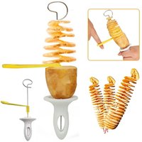 1Set Stainless Steel Plastic Rotate Potato Slicer Twisted Potato Spiral Slice Cutter Creative Vegetable Tool Kitchen Gadgets