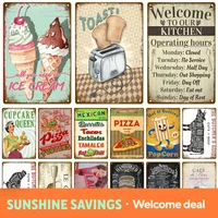 Metal Sign Home Decor Fast Food Vintage Tin Sign Plaque Metal Retro Plate Hot Dog Poster Wall Decor For Kitchen Cafe Diner Ba