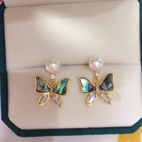 ZHBORUINI 14K gold plated Natural Pearl Earrings S925 Silver Ear Needle Natural Abalone Shells Stud Earrings For Women Jewelry