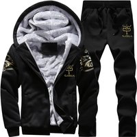 Herbst Winter männer Sport Sets Casual Mit Kapuze Strickjacke Jacke Im Freien Dicke Warme Trainingsanzug Männer Zip Up Hoodie + Hosen zwei-stück Set