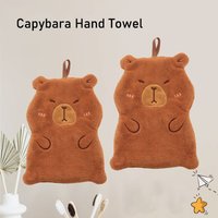 Coral Velvet Capybara Hand Towel New Wall-mounted Capybara Toilet Handkerchief Cartoon Strong Water Absorption Washcloth