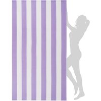 Purple and White Striped Beach Towel Classic Cabana Design Soft Absorbent Blend for Pool Gym and Everyday Use