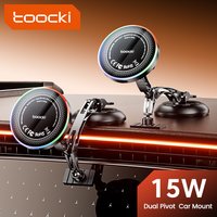 Toocki Magnetic Car Phone Holder 15W Wireless Charger Dual Pivot Mount Car Phone Stand for iPhone 17 16 15 Pro Max for Magsafe