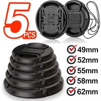49/52/55/58/62mm Camera Lens Caps with Lanyard Anti-scratch Anti-lost Front Lens Protectors Covers for Nikon Sony DSLR Cameras