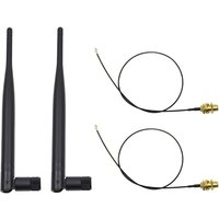 2 x 2.4GHz 6dBi Indoor Omni-Directional WiFi Antenna 802.11n/b/g RP-SMA Female Connector + 2 x 20cm U.FL/IPEX to RP-SMA Pigtail