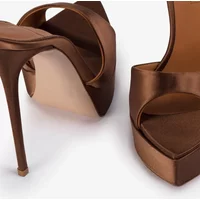 Platfrom Slip On Satin Leather Slippers Sexy Pointed Toe Thin Heel Accept Customized New Arrivals Fashion Women Modern Shoes