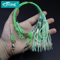 ZYZHE 1pc Deep Drop Rigs Sea Fishing Bait Rigs with Luminous Circle Hook Soft Octopus Lure Saltwater Boat Fishing Rigs