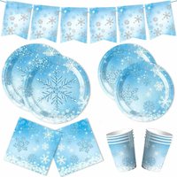 Snowflake Frozen Theme Paper Tableware Set Plate Napkins Paper Cups Birthday Party Decorations Wedding Preparation Supplies