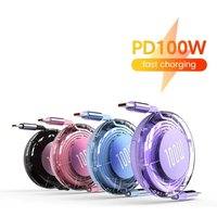 100W Retractable Type C To USB C Cable Fast Charging Phone Cable For iPhone 15 Huawei Xiaomi MacBook iPad USB C Data Cable