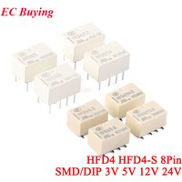 5Pcs/1pc HFD4 HFD4-S Signal Relays HFD4-3 3VDC HFD4-5 5VDC HFD4-12 12VDC HFD4-24 24VDC DC 3V 5V 12V 24V 8Pin 1A Relais Rele