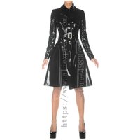 Cool women's office lady slim black long latex dress made of 0.4mm thickness natural latex materials