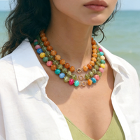 New Colorful Irregular Beaded Acrylic Choker Summer Trendy Resin Geometric Bead Chain Necklaces for Women Statement Jewelry Gift