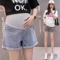 Summer Fashion Shorts Pregnant Women Denim Curling Holes Pants Stretch Belly Clothes Maternity