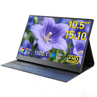 10.5'' FHD Portable Display Monitor 1920×1280 IPS Screen Extender Second Monitor for Work & Gaming 100% sRGB 400 Nits Brightness