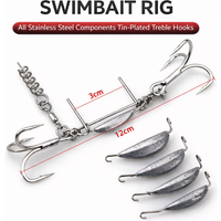 Fishing Soft Lure Rig with Anti-Hang Lead, Stainless Steel Treble Hook Rig, 3.5g/5g/7g/10g Weights, for Soft Baits