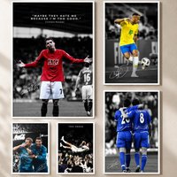 Soccer Sport Player Portrait Sign Poster Vintage Aesthetic Wall Art Poster Nordic Canvas PrintDecor for Living Room Bedroom