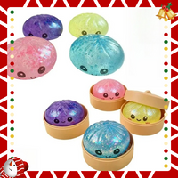 //New Dumpling Squishy with Box Dumplings Sensory Steamer Soft TPR Dough Ball for Decompression Fidget Toy Stress Relief Gift