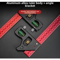 Heavy Duty Stainless Steel Combination Square 90° High Precision Woodworking Adjustable Angle Ruler Positioning Block