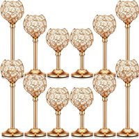 Retro Gold Crystal Candle Holders Elegant Globe Tealight Candle Stands Home Wedding Table Centerpieces Decor Candle Stands