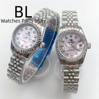 BLIGER 26mm Silver Mechanical Women's Watch NH05 Movement White Pink Pearl Shell Dial Silver Gold Rose Gold Index Sapphire Glass