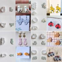 Cute Animals Mini Polymer Clay Molds Elephant/Alpaca/Rabbit/Fish/Cat/Bee/Insect Shape Earrings Cutting Molds Hand Tools For DIY