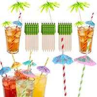 Hawaiian Party Decorations Cocktail Umbrella Picks Parasol Toothpicks for Drinks Tropical Summer Beach Birthday Party Decoration