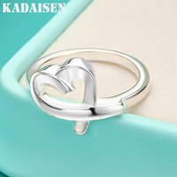 925 Sterling Silver Heart 6-10# Ring For Women Wedding Lovers Party Fashion Charm Jewelry