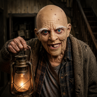 Adult Halloween Old Man Mask Latex Full Head Creepy Grandpa Face Shield Haunted House Carnival Masquerade Party Cosplay Prop
