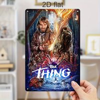 Horror-Themed Metal Wall Art Sign - Retro Alien Species Design, Durable Iron Tin Painting for Halloween, Christmas, Thanksgiv