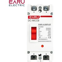 Wyłącznik kompaktowy EARU 2P 250A DC MCCB do zastosowań solarnych PV, fotowoltaicznych, akumulatorowych, z funkcją izolatora, ochroną przed przeciążeniem i zwarciem.