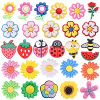 1Pcs PVC Multicolor Flowers Strawberry Watermelon Charms Buckle Clog Insects Shoes Decorations Fit Boys Girls Slipper