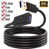 0.5/1/1.5/2/3M USB 3.0 Extension Cable Male to Female Data Cord Fast Extension Data Transfer Wire for TV SSD PC Laptop XBox One