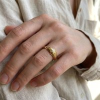 Creative Vintage Koi Fish Open Ring Lucky Koi Personality Trendy Simple Antique Finish Adjustable Band Daily Accessory