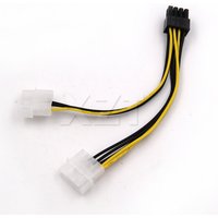 6 inch 2 x Molex 4 pin to 8-Pin PCI Express Video Card Pci-e ATX PSU Power Converter Cable - Molex to Pcie 8 pin Adapter