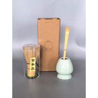 3pcs Matcha set, bamboo whisk, including teaspoon, ceramic bowl, traditional tea set, home tea brewing tools, tea set, birthday