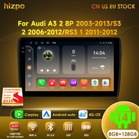 Hizpo 9 Inch Car Radio 2 Din Android 14 Stereo With Screen For Audi A3 8P 2003-2012 Carplay Intelligent System Multimedia Wifi