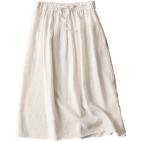 Spring New Cotton Retro Art Half Length Skirt for Women's Inner Village Loose Tie Elastic Waist A-line Skirt