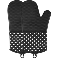 2Pcs/set Oven Mitts Silicone Microwave Oven BBQ Mitts Gloves Extra Long Heat Resistant 572°F Baking Gloves YY016
