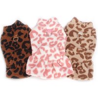Leopard Dog Dress Coat Winter Fleece Pullover Sweatshirt Pet Clothes Sleeveless Vest Hoodies Puppy Skirt For Small Dogs Chiwawa