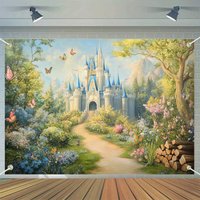 1Piece Classic Princess Castle Polyester Background Cloth - Fairy Tale Castle Banner, Christmas party decorations