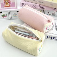Corduroy Pencil Bag, Large Capacity Cute Stationery Pouch, Ins Style Portable Pencil Storage Organizer For School Students