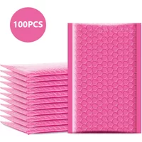 100Pcs Bubble Envelope Self Seal Pink Shipping Packaging Packing Bag Small Business Supplies Mailer Delivery Package Bags Office