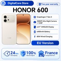 HONOR 600 5G Smartphone EU-Version Snapdragon 7 Gen4 6,57 Zoll AMOLED-Display 6400 mAh 80 W SuperCharge 8 GB+256 GB/512 GB 200 MP AI Ultra-Nachtkamera OIS Metall-Unibody-Design NFC IP68